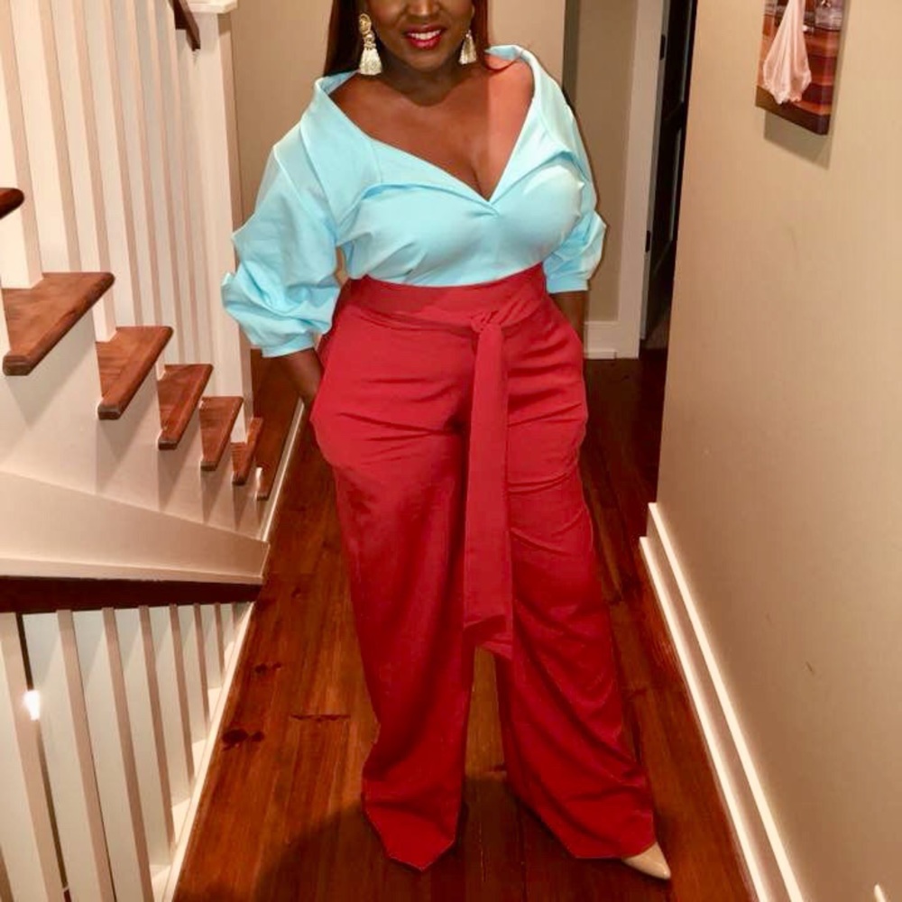 Blue and red jumpsuit